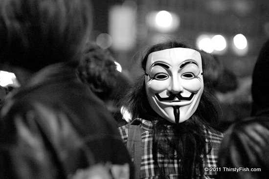 Occupy Wall Street: #N17, Guy Fawkes on Brooklyn Bridge