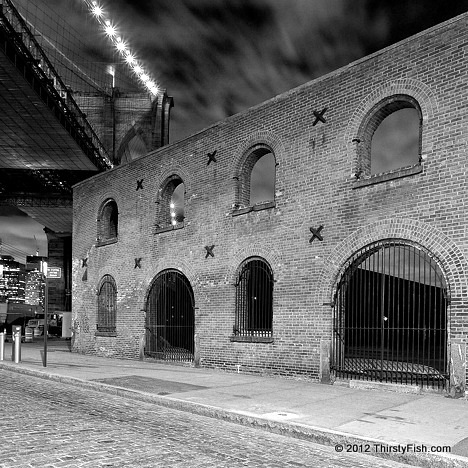 Tobacco Warehouse; Brooklyn Bridge - Black and White Version