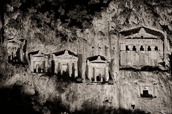 Necropolis: Dalyan Lycian Rock Tombs At Night